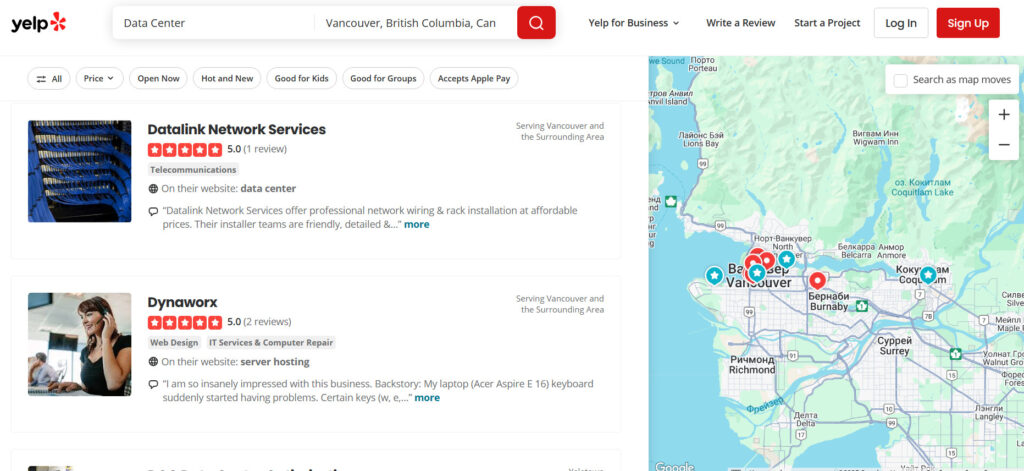 Organic search results