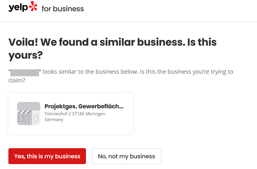 Rights to the business on Yelp