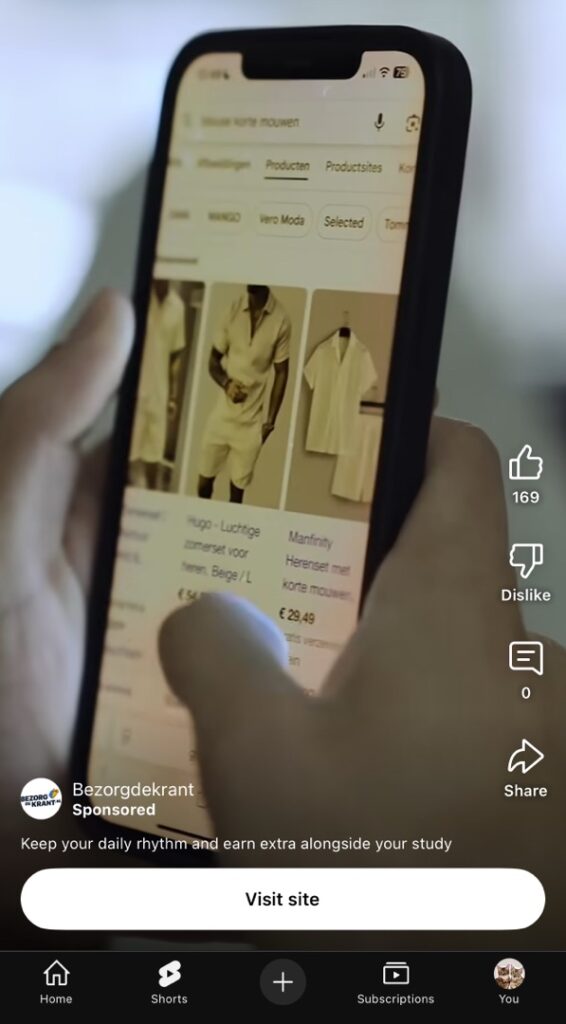 Shorts ad unit in Google Ads